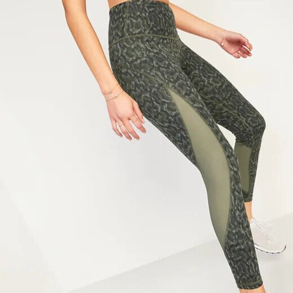 NWT Old Navy Elevate PowerPress Mesh-Trim 7/8-Length Leggings High-Rise Women M - Picture 6 of 6